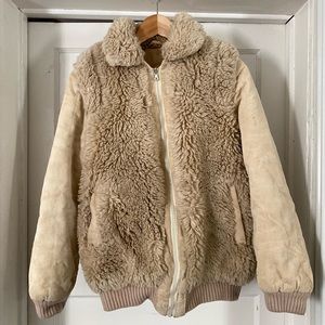 Vintage fuzzy jacket w/ corduroy sleeves